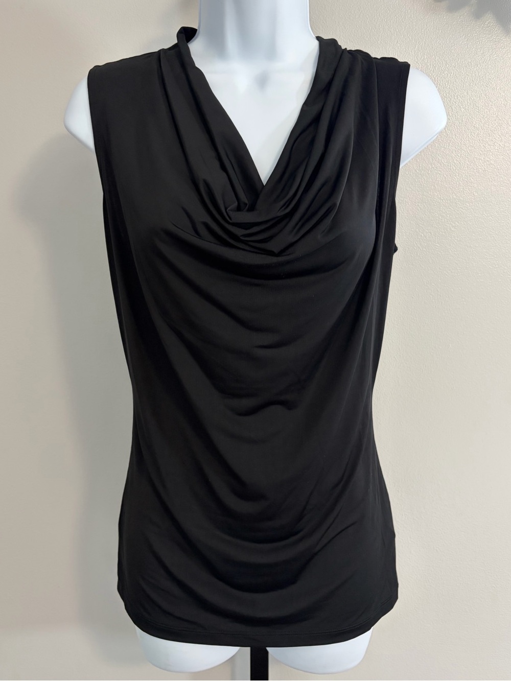 Worthington Black Draped  Neck Sleeveless  Tank